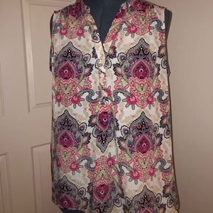 Sleeveless Button Up Blouse by Dana Buchman